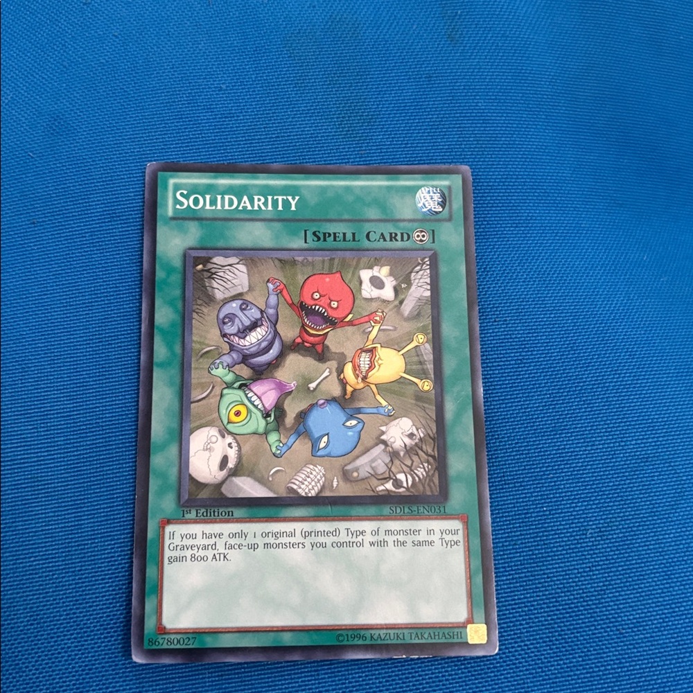 Yugioh Card Solidarity Spell Card 1st Edition 1996 NWOTS - Picture 1 of 3